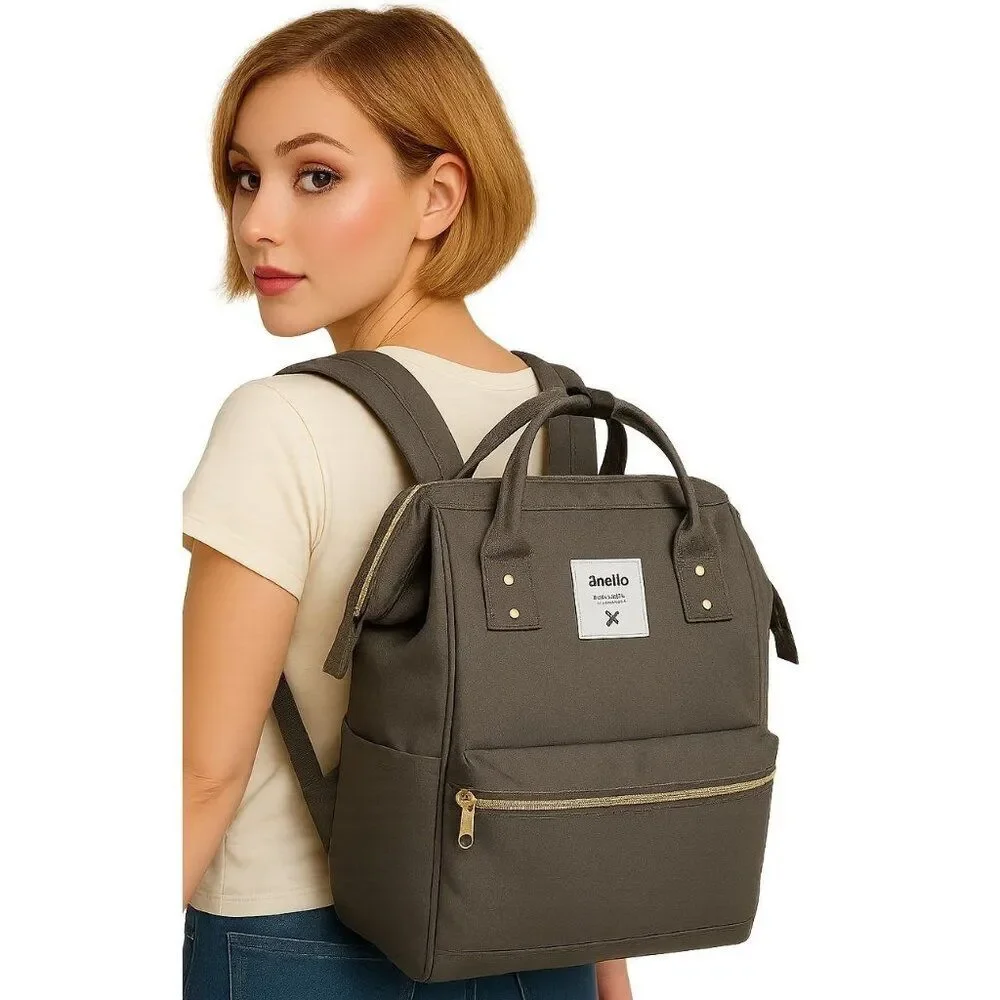 Anello Backpack Bag Structured Japanese GRAY Canvas Laptop Tablet Work School